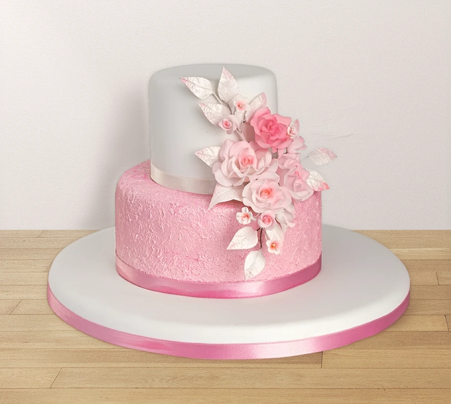 [020020020010025] TORTA ROSA BLOOM (2 PISOS, VAINILLA)